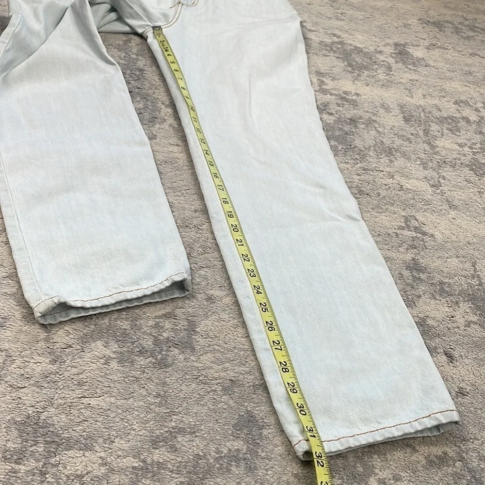 New Alexander McQueen High Rise Rigid Denim Light Wash Mom Jeans Long Sz 30